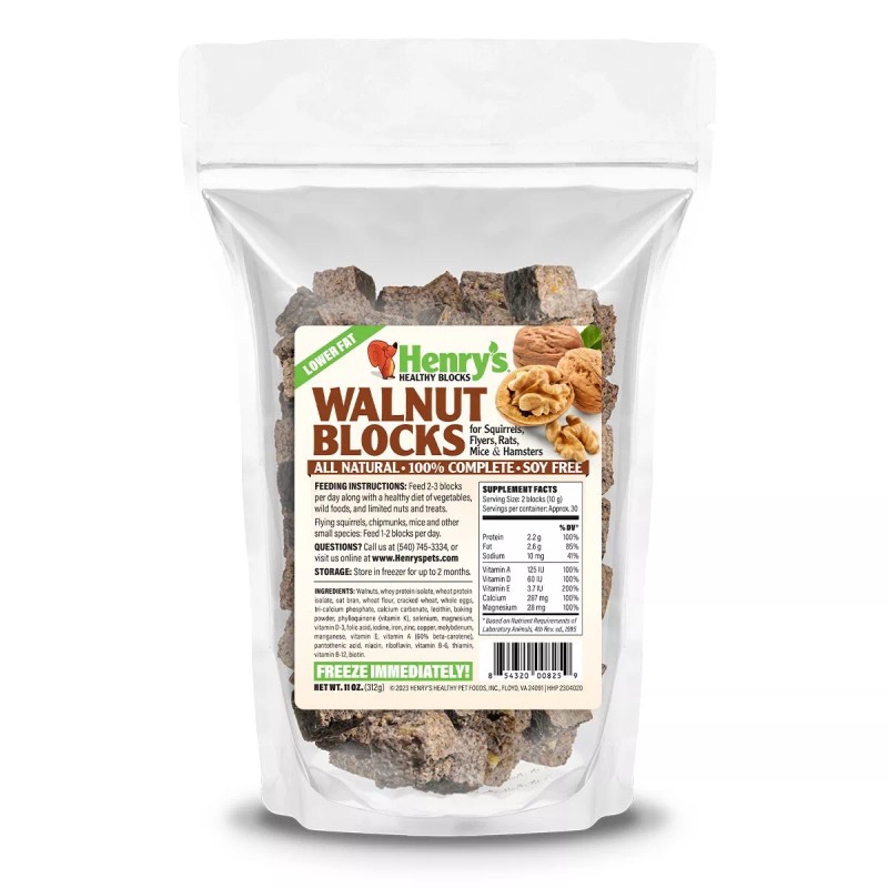 Henry's Pets Walnut Blocks - Food for Squirrels, Flying Squirrels,