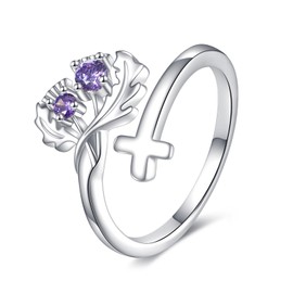 ONEFINITY Scottish Thistle Ring 925 Sterling Silver Scotland Ring Scottish Thistle Valentine's Day Gifts For Women