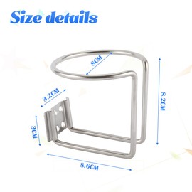 JNNJ Stainless Steel Cup Holder, Boat Ring Cup Holder, Universal Stainless Steel Boat Ring Drink Holder, Car Universal Bottle Coffee Stainless Steel Ring Cup Holders, For Car, Trailer, Boat, Marine
