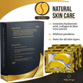 BrightJungle Under Eye Collagen Patch, 24K Gold Anti-Aging Mask, Pads for Puffy Eyes & Bags, Dark Circles and Wrinkles, with Hyaluronic Acid, Hydrogel, Deep Moisturizing