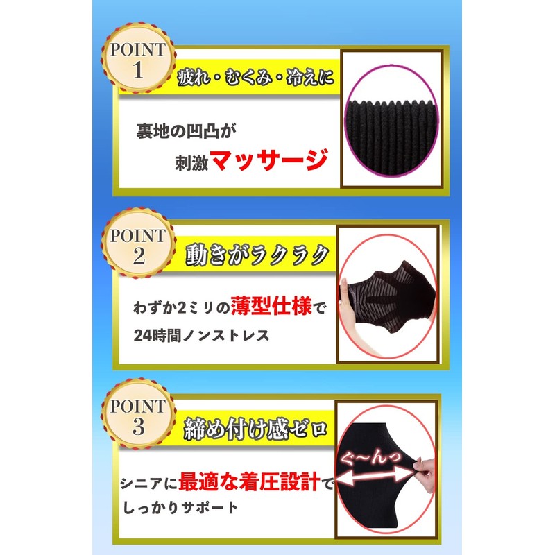 ふくらはぎサポーター 就寝用【現役整体師監修】（2足セット）シニア 高齢者向け ソフトサポート 着圧ソックス ラクラク歩行 男女兼用 フリーサイズ