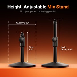 MAONO Desktop Mic Stand for PD200W/PD200X Microphone – Height Adjustable, All-Metal Build, Non-Slip Base, for Podcasting, Gaming, Streaming & Recording