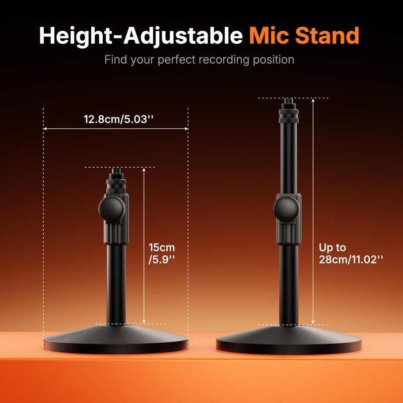 MAONO Desktop Mic Stand for PD200W/PD200X Microphone – Height Adjustable,