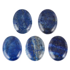 PH PandaHall Pack of 5 Natural Lapis Lazuli Cabochon Stone Cabochons with Flat Back Oval Gemstone Beads for Making Earrings, Necklaces, Bracelets and Jewellery, 3 x 4 x 8.5 cm