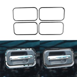 Generic Car Outside Door Handle Frame Trim Decals Sticker Real Premium Carbon Fiber Compatible with Hummer H2 2003 2004 2005 2006 2007 3D Effect Auto Exterior Accessories Cover Black, HRH20307