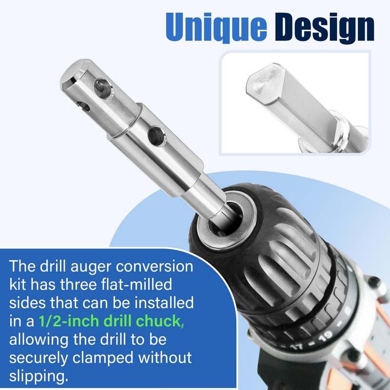 Two Stage Auger Adapter Alloy Steel Auger Drill Attachment Fits