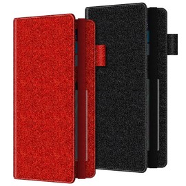 BVYA 2 Pcs Glitter Leather Checkbook Cover, Bling Leather Personal RFID Blocking Check Book Credit Card Holder Wallet for Men and Women