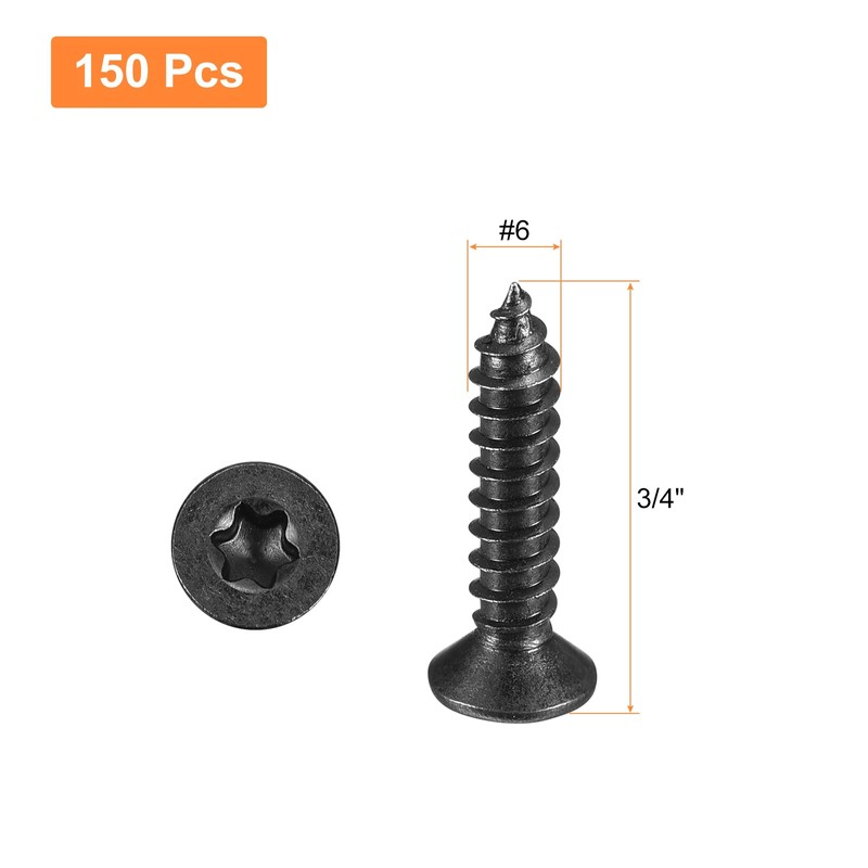 uxcell #6 x 3/4-inch Flat Head Torx/Star Wood Screws, 150