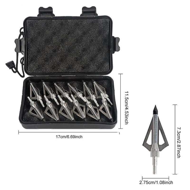 12 Pieces Wide Hunting Head Shooting Arrowheads with Bow 100/125