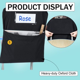 Berlune 50 Pcs Chair Storage Pocket Bulk School Chair Bag Classrooms Student Chair Pockets Classroom Chair Organizer with Name Tag for Keeping Student Book School Desk Organized (Black,14 Inch)