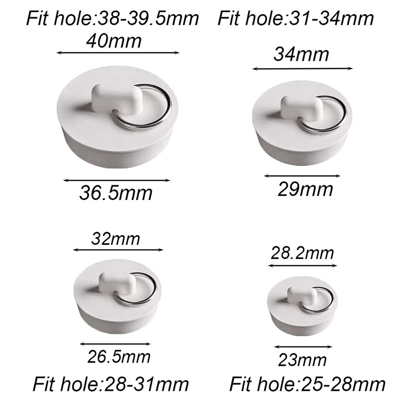 Dzsomt Drain Plug, Pack of 6 Sink Plugs, White Plugs