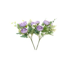 YoungJewl Artificial Flowers Fake Peony Silk Mini Plastic Bridal Flowers for DIY Wedding Bouquets Home Decorations 2 Packs(Light Purple)