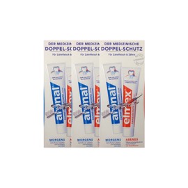 3 x aronal toothpaste aronal and elmex toothpaste for gums and teeth, double pack 2x 75 ml toothpaste, 5 ml, gum protection with zinc PZN: 9431782 elmex research