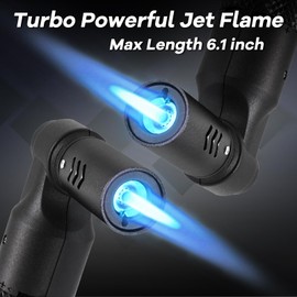 Luxgaze Butane Torch Lighters Refillable Jet Flame Portable Butane Torch Mini Refillable Windproof Lighters for Camping Baking Culinary Soldering Cooking Welding BBQ Grill(Gas not Included) Black