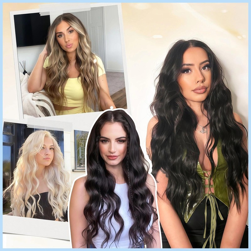 4PCS Black Hair Extensions Clip In Curly Hair Extensions Clip