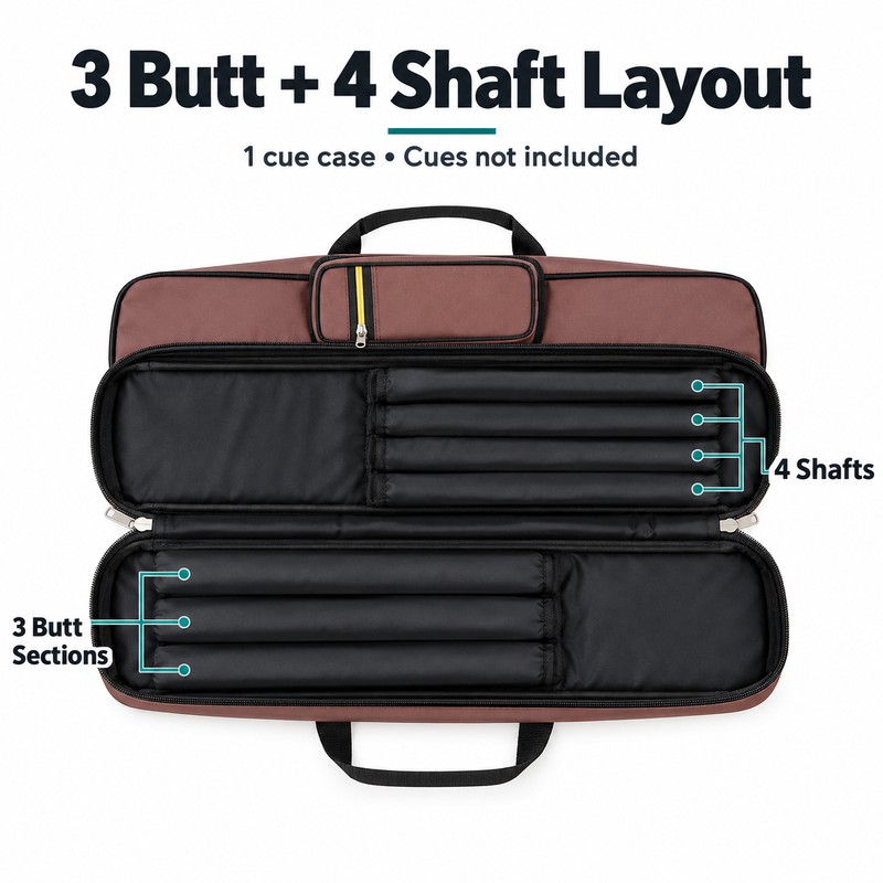 3x4 Soft Pool Cue Case for 1/2 Snooker Cues, Oxford
