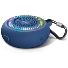 Portable Bluetooth Speaker Wireless - Small Shower Speaker Waterproof with Clip - Powerful Bass and Louder Volume - Colorful Lights and Lightweight with TWS Pairing - Blue