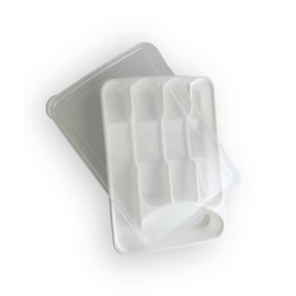 BLACK PEARL Utensil and Silverware Organizer tray for drawer with cover -Cutlery Flatware Organizer with lid - for kitchen drawer, BBQ, picnic, Covered flatware tray,5 Compartments - Plastic (WHITE)