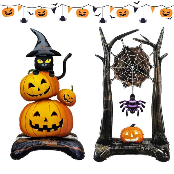 Halloween Inflatable Standing Balloons Giant Pumpkin Black Cat & Spider