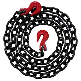 Falcon Cargo 3/8" X 10' Grade 80 Transport Binder Chain - 7,100 LBS WLL - Clevis Grab Hook, Tie-Down, Towing