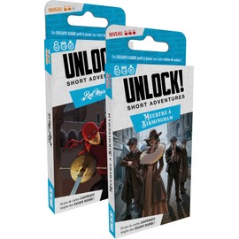 Asmodee Space Cowboys Unlock! Adventure Shorts: Res Mask + Murder in Birmingham - Board Games in Cards - Escape Game - Adults and Children from 10 Years - French Version