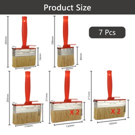 ZOFUN 7 Pcs Fence Paint Brush Set, 70/100/120/140/150mm Assorted Size Decking Paint Brushes Set, Lightweight Fence Brushes for Painting with Bristles, Plastic Masonry Paint Brushes for Wood Home Fence