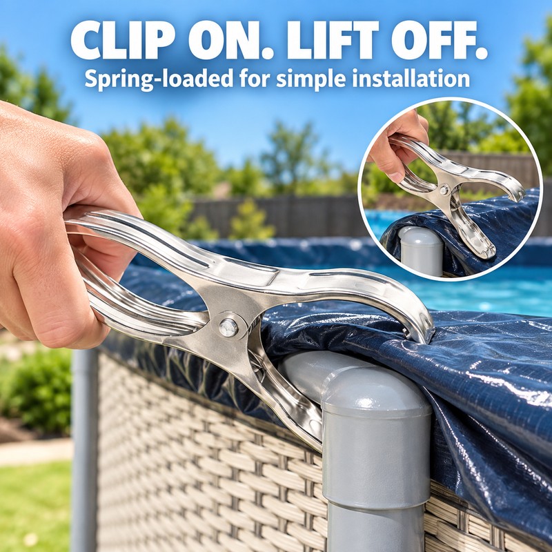 12 Pack Stainless Steel Pool Cover Clips, Heavy Duty Windproof