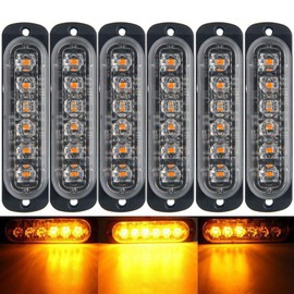 Emergency Strobe Lights, Maso Amber Recovery Car 6LED Light Bar Orange Grill Breakdown Flashing 18 Modes 12/24V Pack of 6