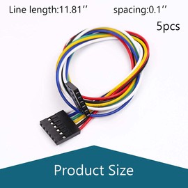 Fielect 5Pcs Female to Female 6Pin Breadboard Jumper Wire 2.54mm Pitch Ribbon Cable 30cm Long
