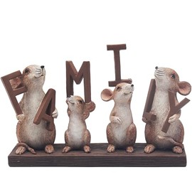 The Leonardo Collection Mice Family Sign With Quote Carved Ornaments For Home Decor | Ideal Figurines Friendship Gifts For Women & Men | Lovely Table Centerpiece & Living Room Accessories