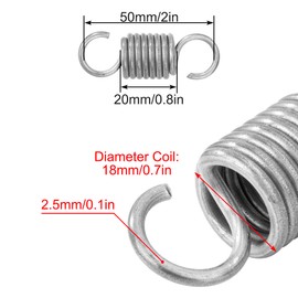 GUNGY Tension Springs with Hooks Stainless Steel Tension Spring 50 mm Outer Diameter 18 mm Wire Diameter 2.5 mm Maximum Tensile Force 17.9 kg 2.5 x 18 x 50 mm Pack of 2