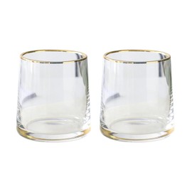 Gaolinci 2 Pcs Classic Clear Cylindrical Glass Mouthwash Cups, Bathroom Brushing Cup, 8 Oz