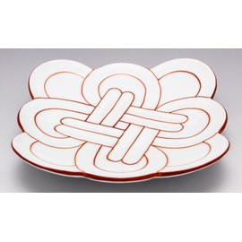 24to3 Nishitomi Ceramics Arita Ware Plate Taseikyo Kiln Auspicious Knot Individual Plates Side Plates Diameter Approximately 5.1 inches (13 cm) Red Welcoming Spring New Year's Tableware Made in Japan