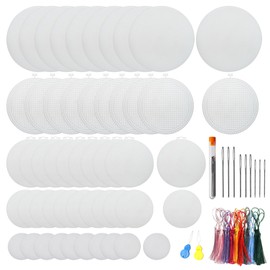 Allazone Pack of 58 Mesh Canvas Sheets Plastic Canvas Round Cross Stitch Fabric Plastic Cross Stitch Plastic Cotton Fabric for Embroidery, Knitting and Crochet Projects