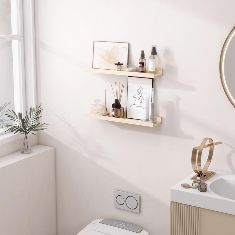Picture Ledge Shelf, 24 inch Solid Wood Floating Shelves, Picture
