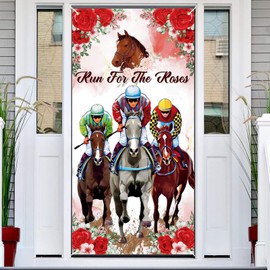 Kentucky Derby Party Decorations Kentucky Derby Door Cover Run for The Roses Decorations Banner Kentucky Derby Door Banner for Horse Racing Birthday Party Supplies