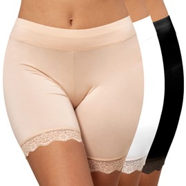 WEASIC Anti Chafing Chub Rub Shorts - Cycling Essentials for Women (1*Black+1*Nude+1*White,XXL)