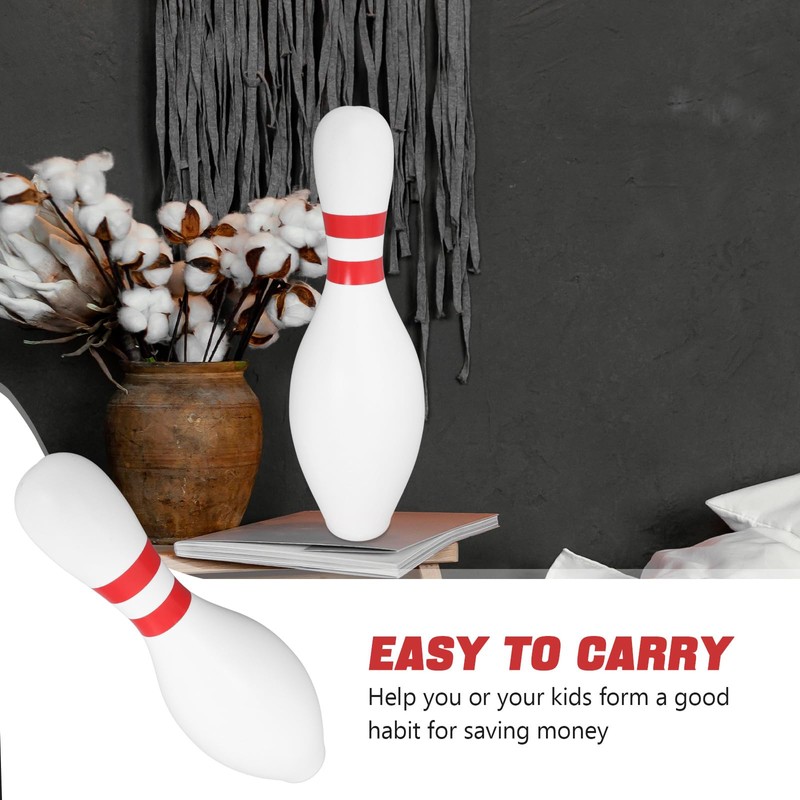 ULTNICE White Bowling Shaped Piggy Bank - Creative Unbreakable Coin