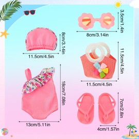 Costume da Bagno per Bambole, Set di Nuoto per Bambole, Vestiti Bambola Estate con Costumi da Bagno, Occhiali da Sole,Cappello, Pantofole, Vestite Bambole Reborn per Bambole 35-45 cm