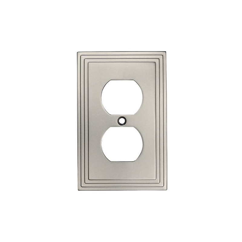 Cosmas 25026-SN Satin Nickel Single Duplex Electrical Outlet Wall Plate/Cover