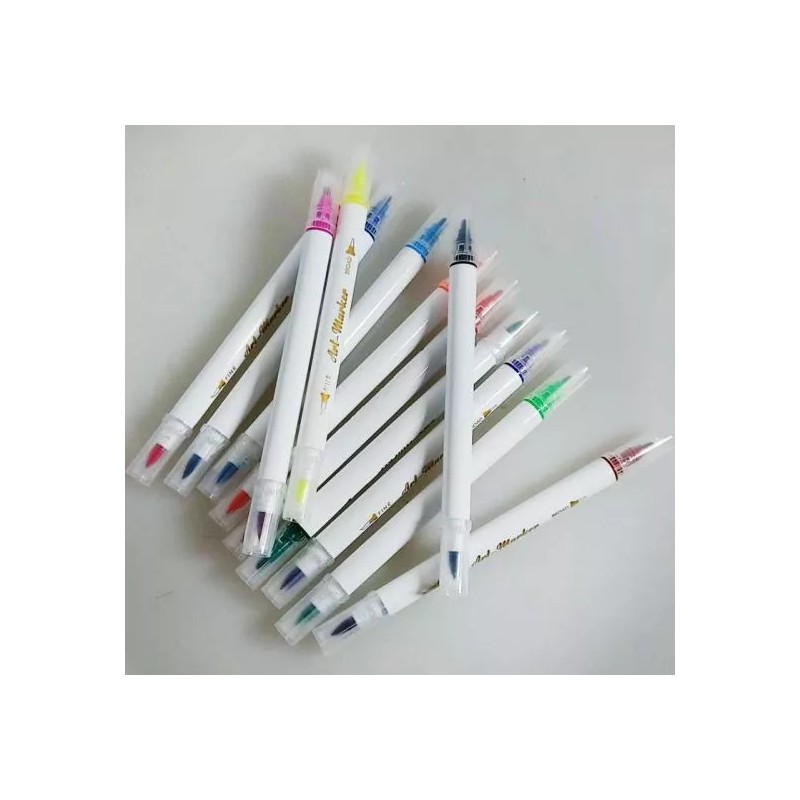 KH 12 Plumones Doble Punta Fina Escolar Niños Marcadores D