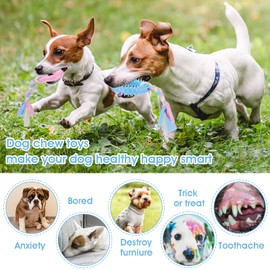 Molain Puppy Chew Toy, 4 Pieces Puppy Chew Toys Rubber with Interactive Cotton Ropes Chew Toys for Dogs, Cute Pink Puppy Toys