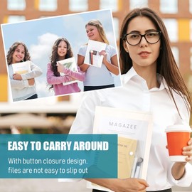 joonnair 10 A4 Transparent Document Wallet A4 Document Folder A4 Folder A4 Portfolio Folder A4 with Velcro Fastening Waterproof Document Folder with Label Pocket for Filing and Organising