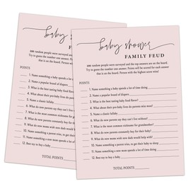 Baby Shower Family Feud Game - Pack of 30 Game Cards 1 Answer Key, Baby Shower Game for Boy & Girl, Gender Neutral Baby Shower Decorations, Baby Feud Game Supplies-06A-Indipink
