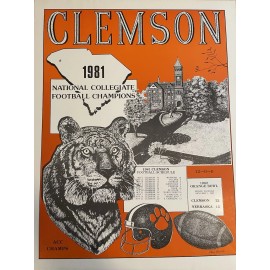 Clemson Tiger 1981 National Championship Vintage Poster