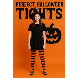 Mysasi Children's Striped Tights. Size. 9-11 years. Black and White.