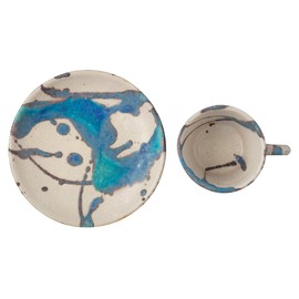 Marui Pottery MR-3-4395 Shigaraki Ware Hechimon Cup & Saucer, Capacity: Approx. 5.3 fl oz (160 ml), Glacier, White