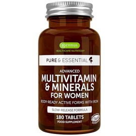 Igennus Healthcare Nutrition Igennus Methylated Women's Multivitamin, Active B-Vitamins and Gentle Iron, 180 Tablets, 21 Highly Bioavailable Nutrients, Sustained Release, Clean Label, Easy-to-Swallow Vegan Tablets, 90 Servings
