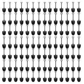 100Pcs Black Plastic Mini Ice Cream Spoons Dessert Shovels Pudding Yogurt Shovel Shape Spoons for Family or Party