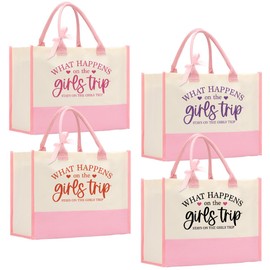 4 PCS Girls Trip Gifts Favors Girls Trip Bag Girls Trip Tote Bag Girls Weekend Gifts for Women Girls Weekend Gifts Ideas for Cousin Tote Bag Weekender Bag for Women Mothers Day Vacation Beach Bag